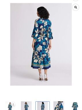 Blue Floral Midi Wrap Dress